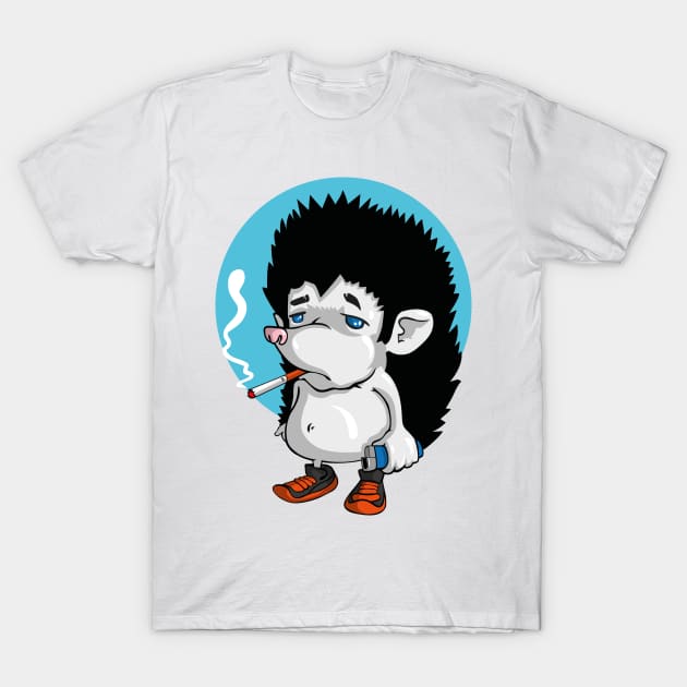 hedgehog smokes T-Shirt by Shvetsov